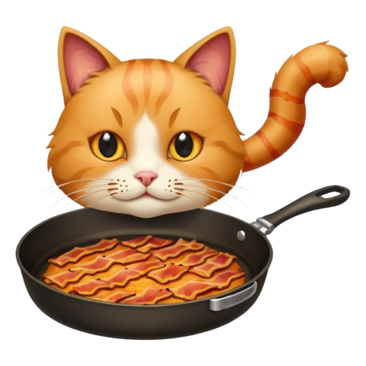 simple cat with a pan of bacon sticker