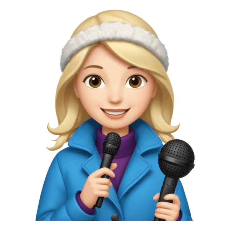 woman with winter clothes holding microphone sticker
