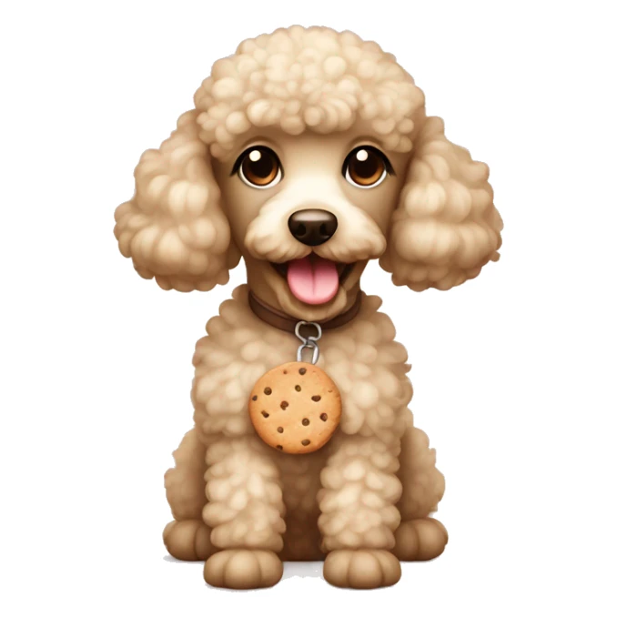 Cute poodle with cookies all in beige colors sticker