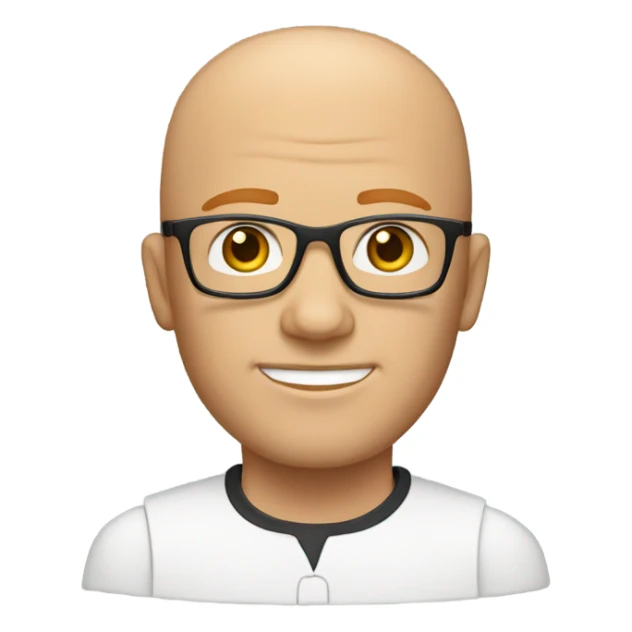 white man, bald, ginger hair, sideburns, glasses sticker