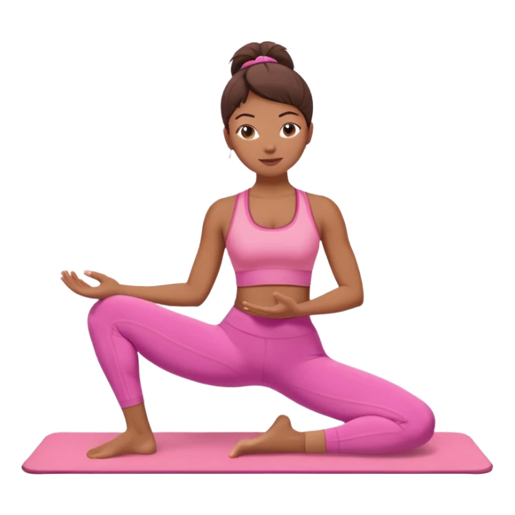 medium-skinned woman doing Pilates in pink sportswear sticker