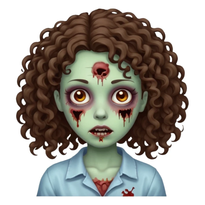 a zombie girl, the hair is curly and bruenette sticker