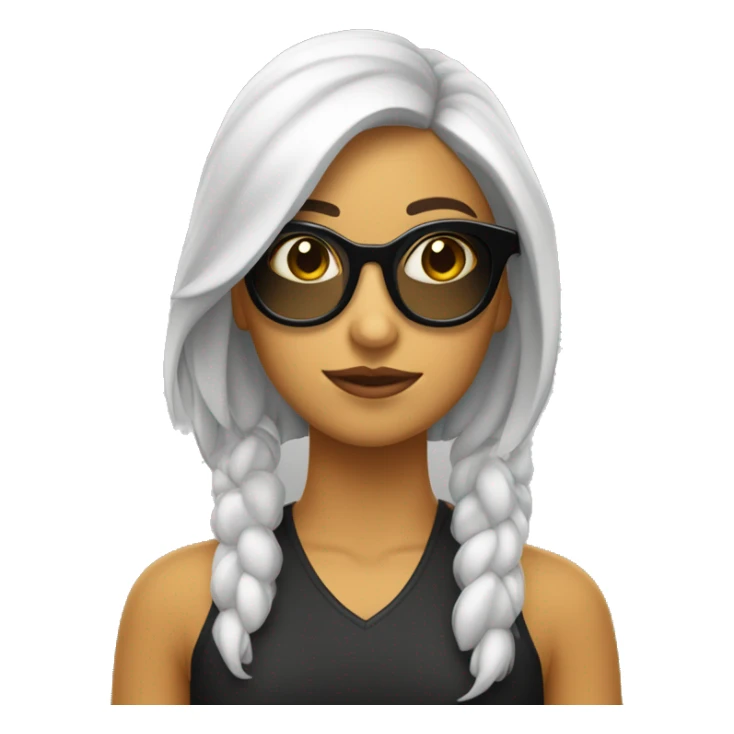 Chica blanca con pelo suelto negro y lentes linda  sticker
