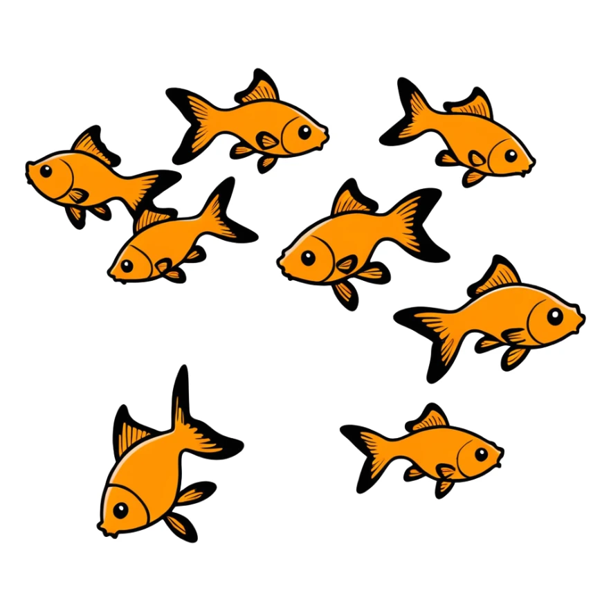 Swarm of 5 ft goldfish sticker