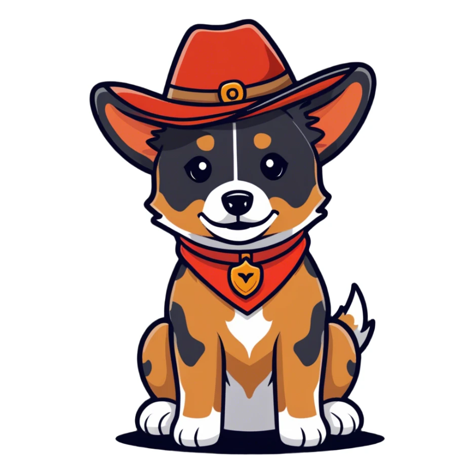 Red heeler dog with cowboy hat sticker