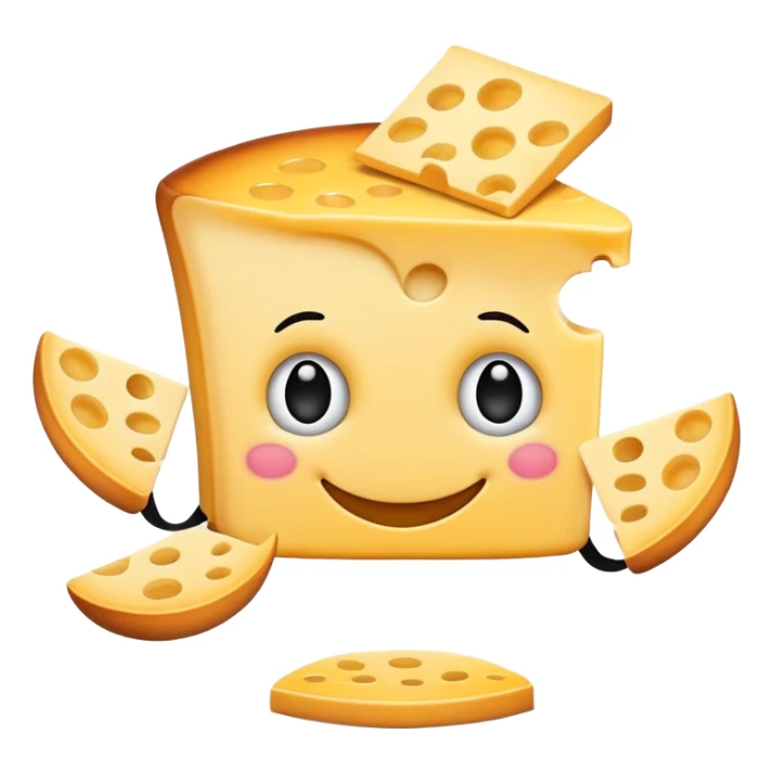 una rebanada de pay de queso con cara pies y manos sticker