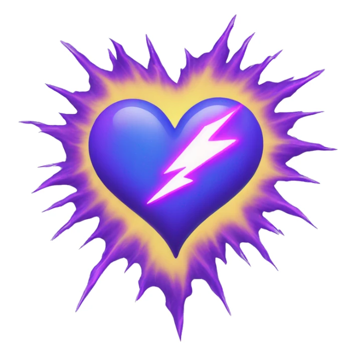 blue heart with purple lightning all around it sticker