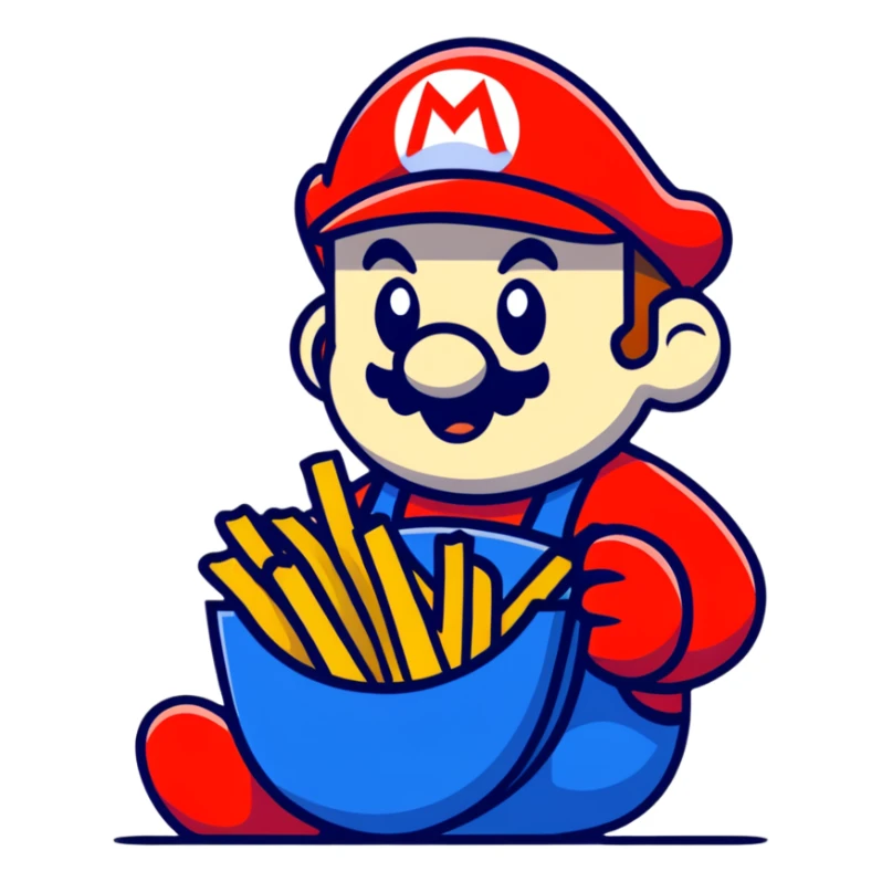 Mario eating french fries sticker