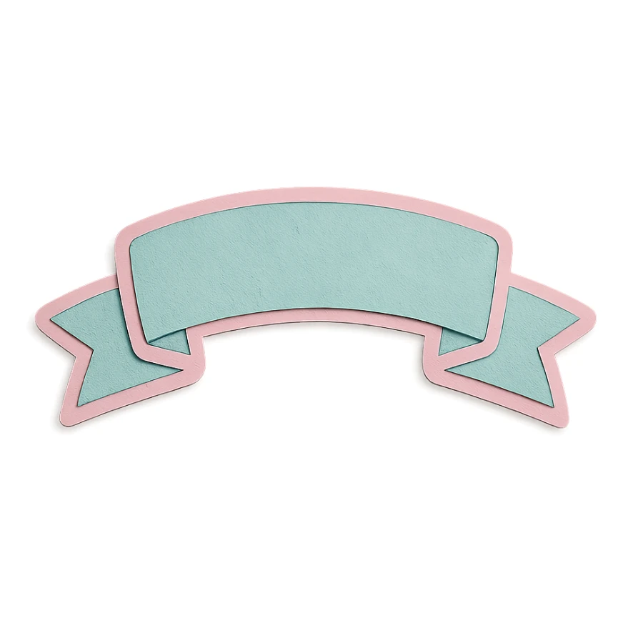 soft pastel cute ribbon banner sticker with soft texture, with a pink border sticker