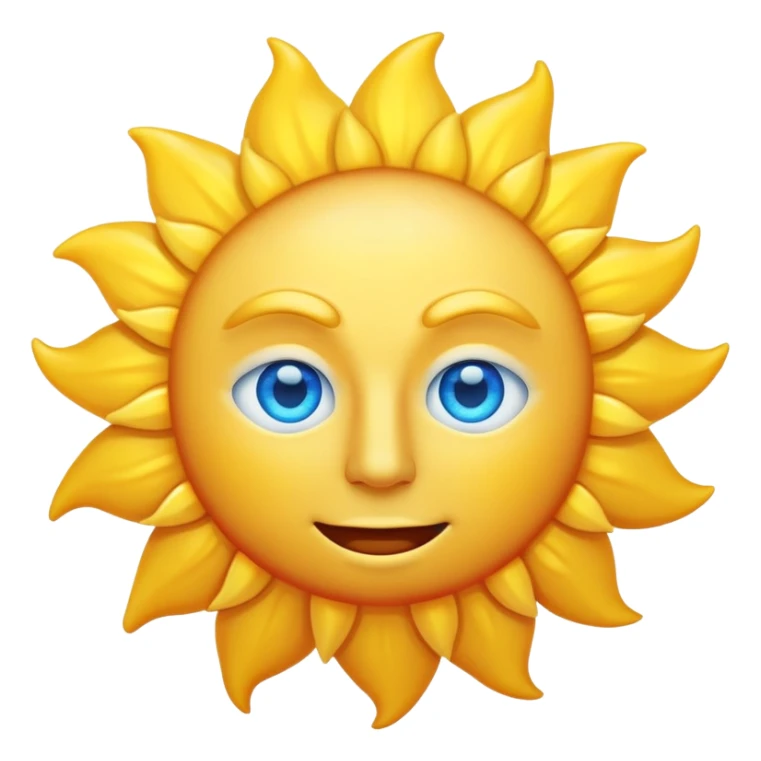 A strong burly handsome sun emoji with big bright strong blue eyes glowing handsomely and strongly sticker