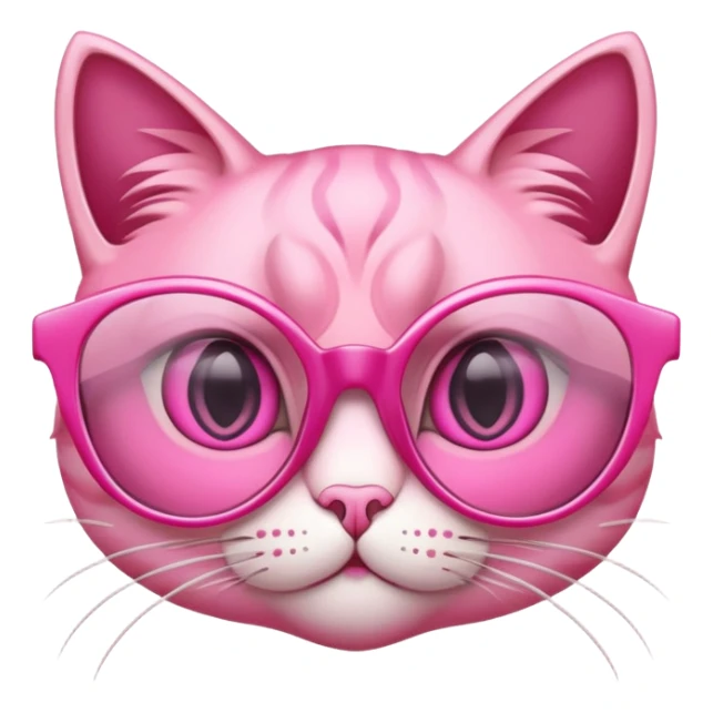 pink cat-eye glasses, retro style with upswept frames and pink lenses sticker