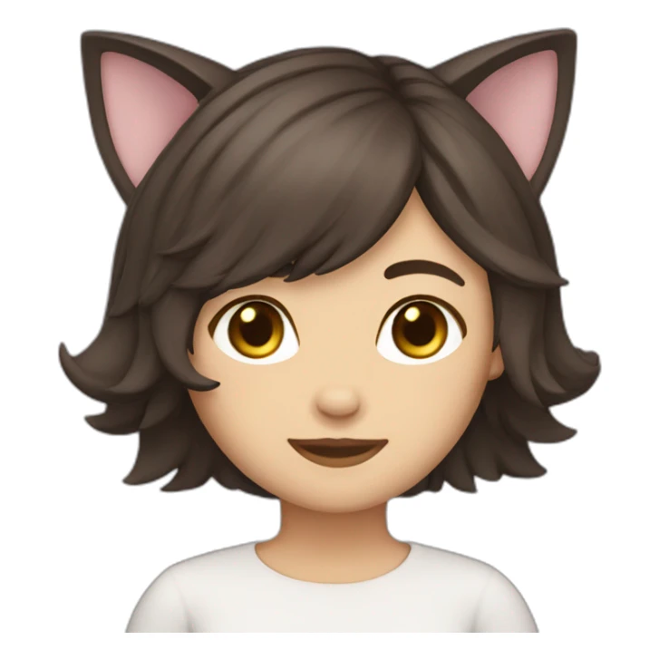 Cat girl (Caucasian with dark brown hair) cat ears sticker