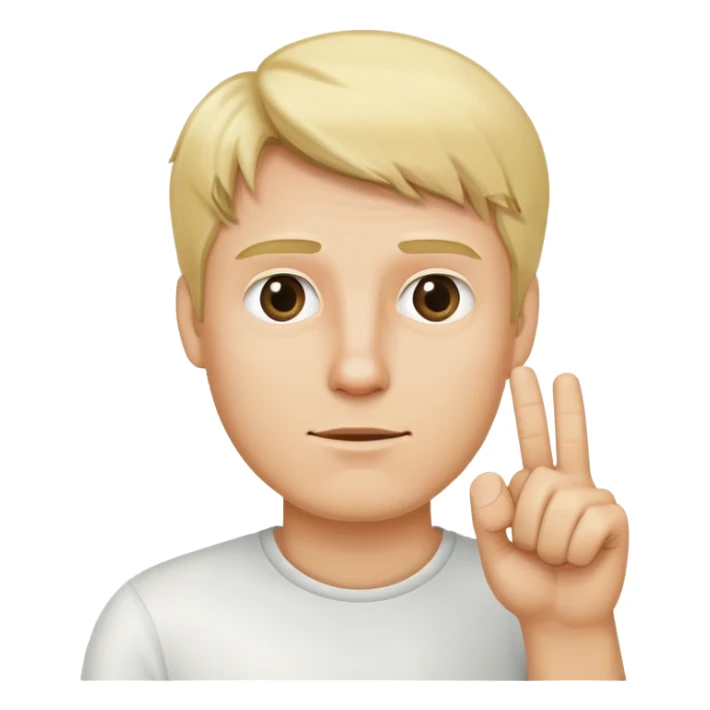 a blond man, showing one finger to say wait sticker