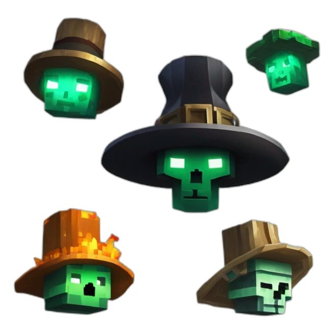 Pixel Minecraft Fedora Halloween Witcher Skeleton Diamond Obsidian Emerald Flame Shiny Glow Reward Legendary Unique Epic Mystery sticker