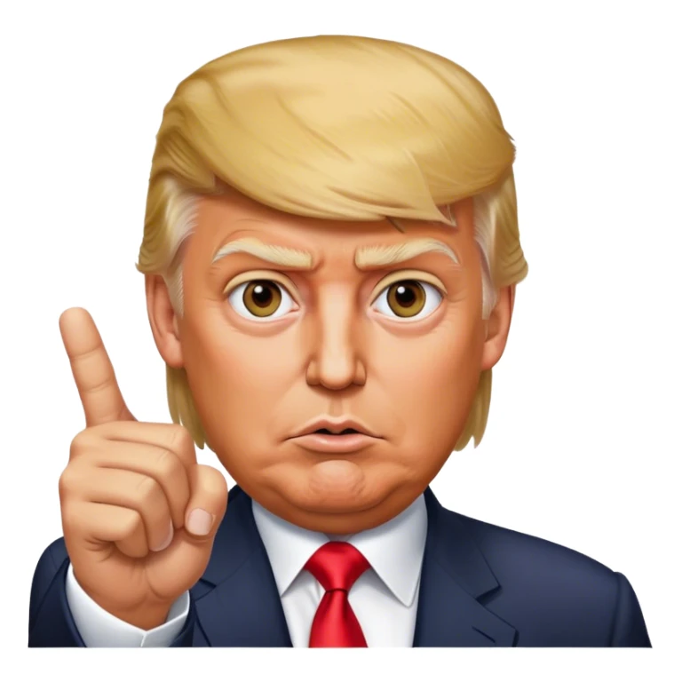 Super realistic Donald Trump pointing index finger up, realistic eyes sticker