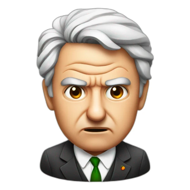 Angry Italian prime minister with a peach sticker