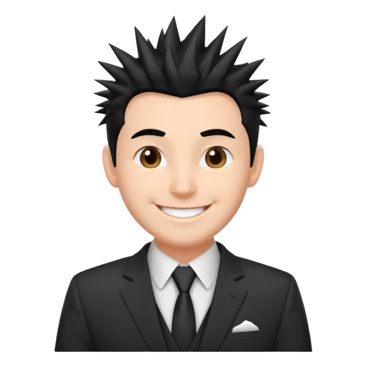fat spiky haired happy man with suit sticker