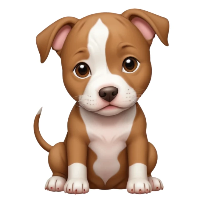 brown and white pit bull puppy sticker