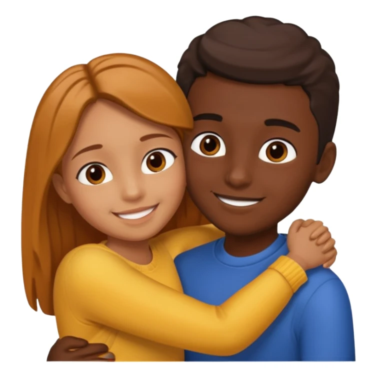 carmel girl and tall darkskin boy hugging  sticker