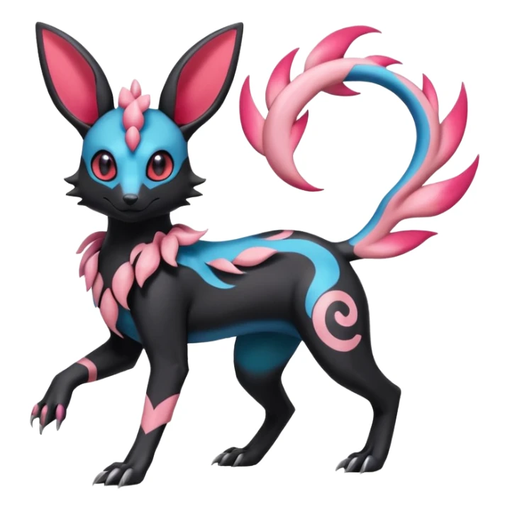 Salandit-Bayleaf-Sylveon-Umbreon-fusion-Pokémon-hybrid-creature  sticker