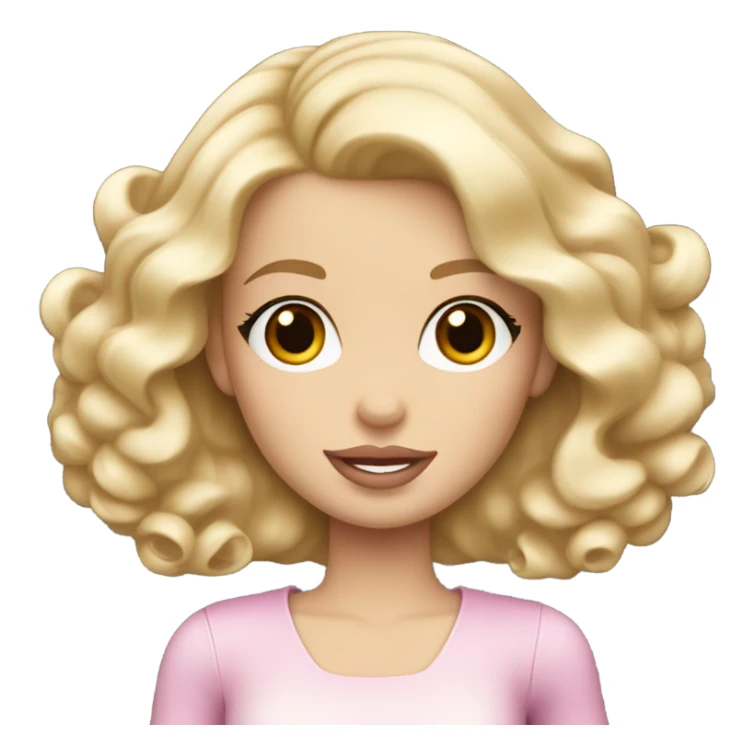 Blonde, pale Barbie with brown eyes, shiny curls, holding a stack of books sticker