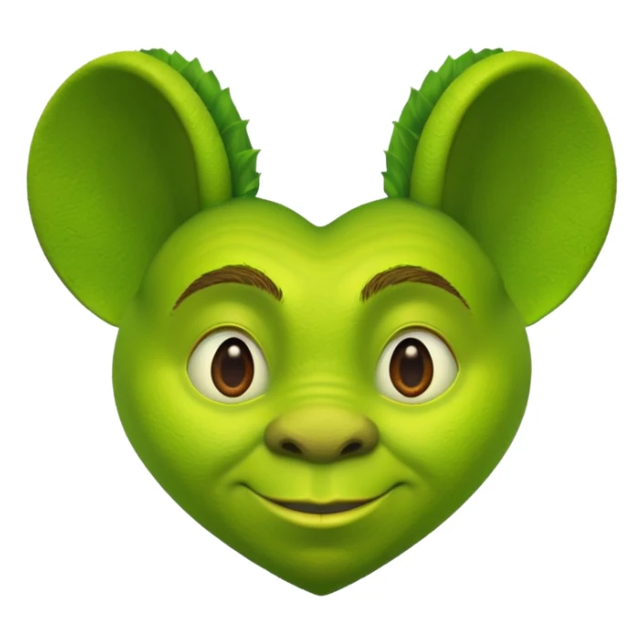 green heart emoji but with shrek ears (no face within heart) sticker