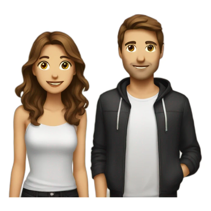 Brown hair couple at a techno party sticker