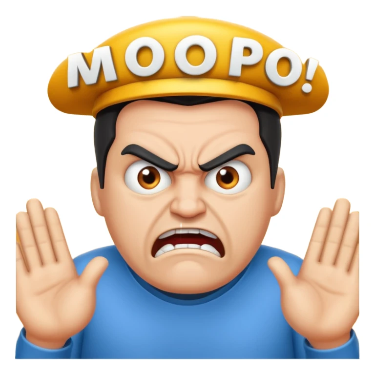Big text "mopo" above and an angry man sticker