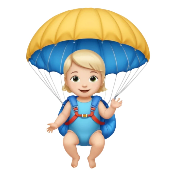 Skydiving girl baby with parachute and UFO blue sticker