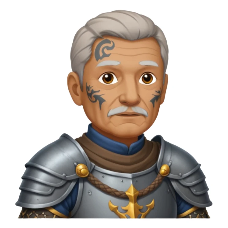 elderly tattooed knight, tattooed shoulder sticker