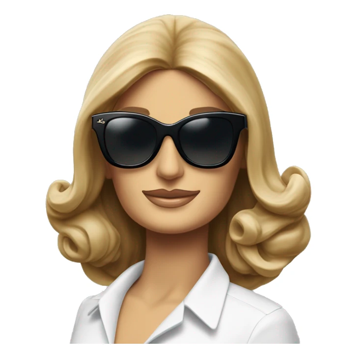 Dalida avec une chemise d’été Lacoste et une grosse paire noire de lunettes de soleil Ray Ban  sticker