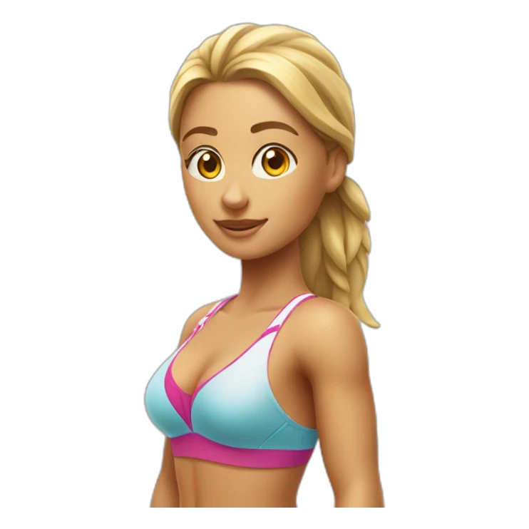 realistic beachvolley girl full body view from down to up sticker
