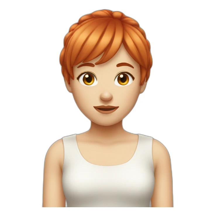 red haired girl with bangs and wink sticker