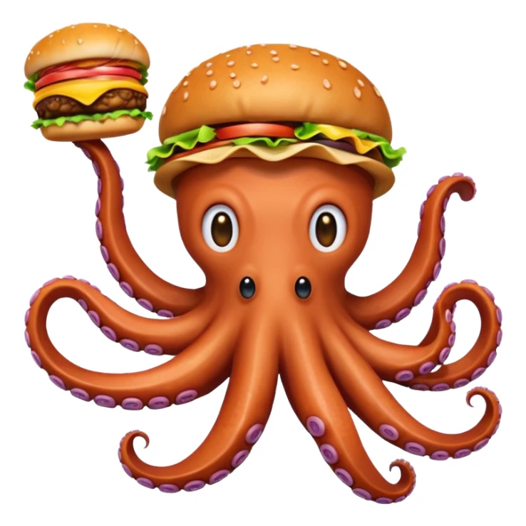 octopus emoji with hamburger sticker