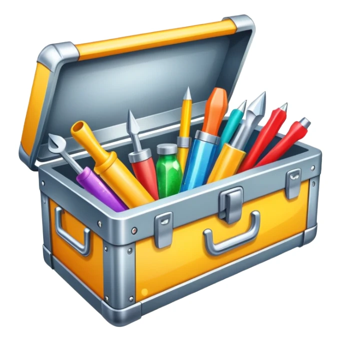 Toolbox with colorful stickers and sparkles sticker