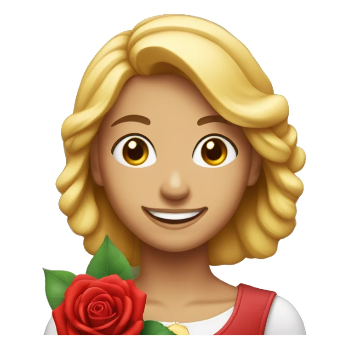 She was smiling lovingly with a red rose in her hand. sticker