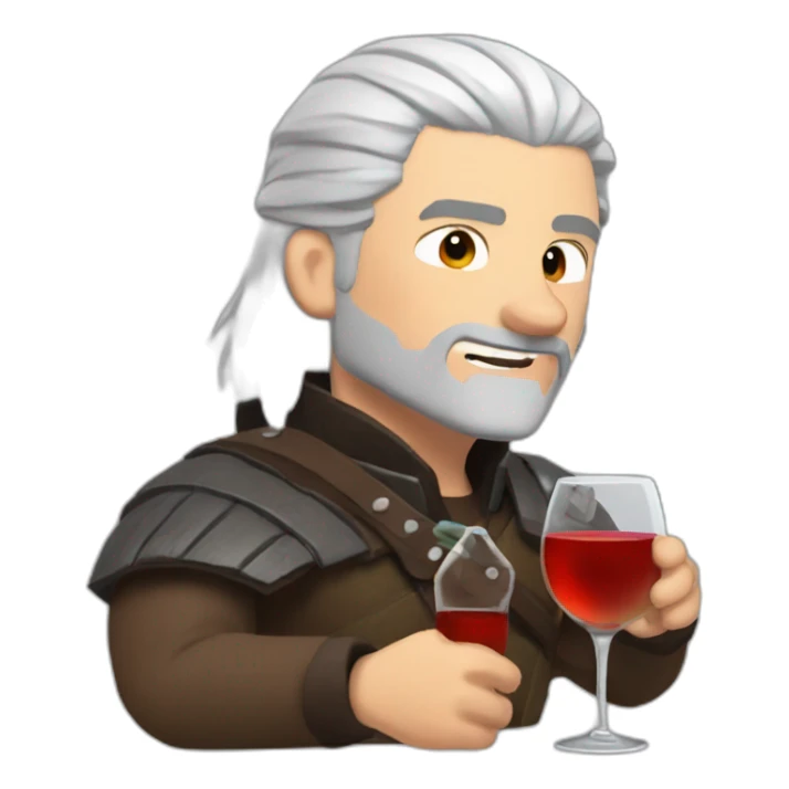 Geralt of Rivia drunk with a bottle wine  sticker