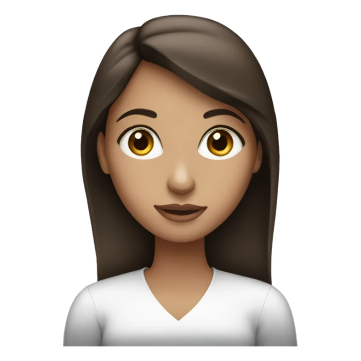 A brunette girl, blue eyes, works on a MacBook sticker