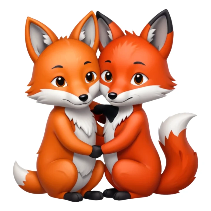 The gray wolf and the red fox embrace each other. sticker