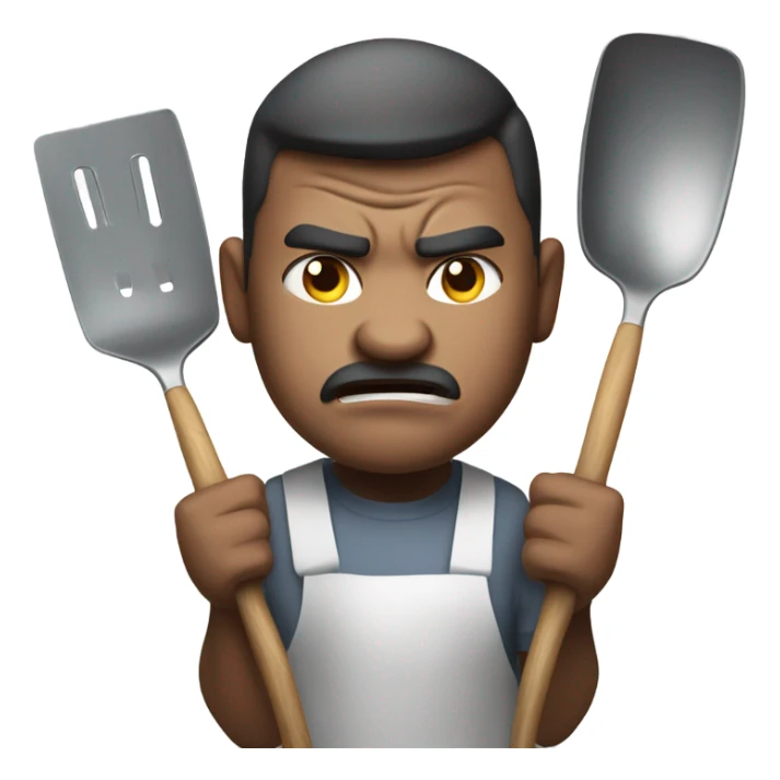 angry person throwing kitchen utensils in anger sticker