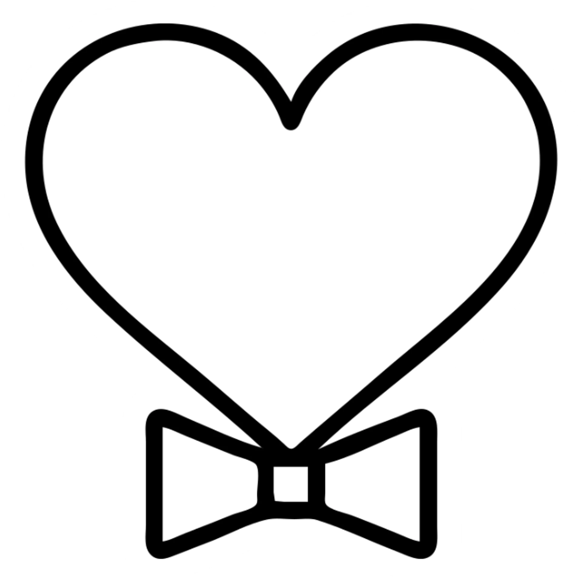 heart shape with a small bow tie, icon style, minimalistic sticker