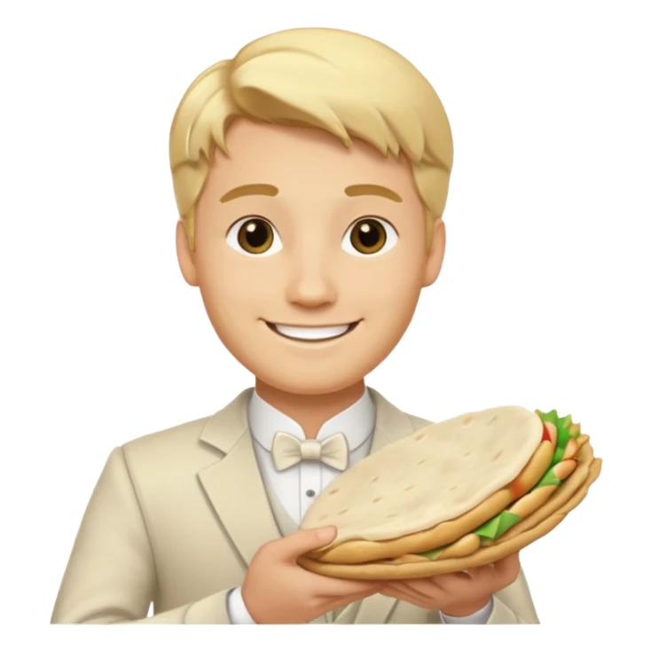 The blond groom emoji combined with tthe pita emoji sticker