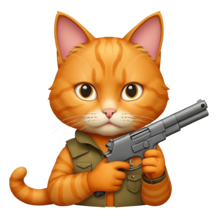  Cat wearing a gun sticker