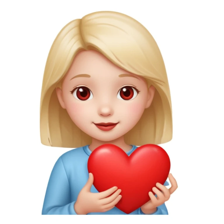a little girl holding a heart, a cute and cheerful face sticker