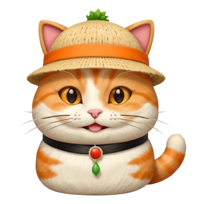 happy cat wearing a hat made only out of sushi sticker