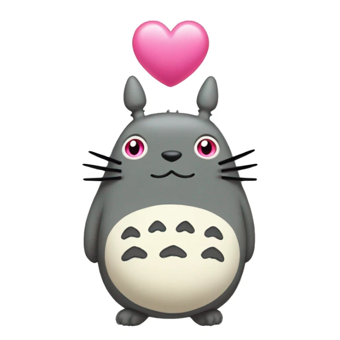 Totoro with pink heart eyes sticker