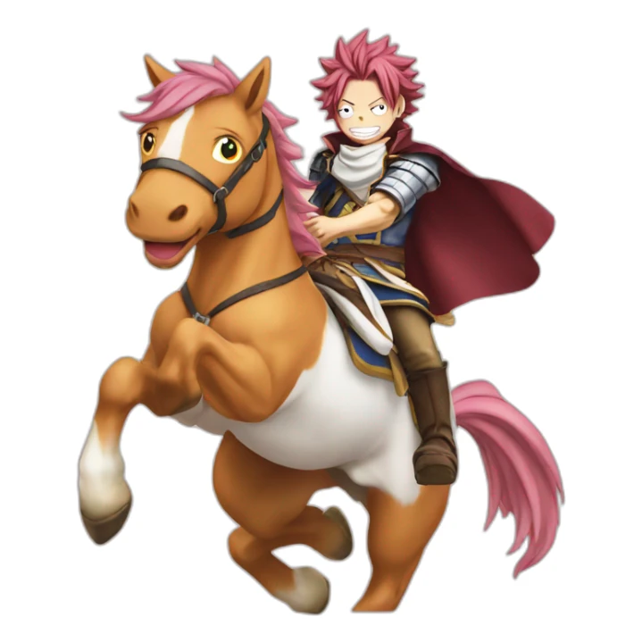 natsu from fairy tail anime riding a horse sticker