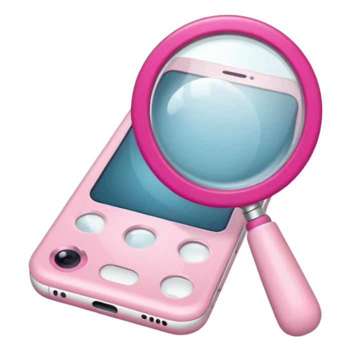 mix light pink dark pink and white girly phone internet with a magnifying glass sticker