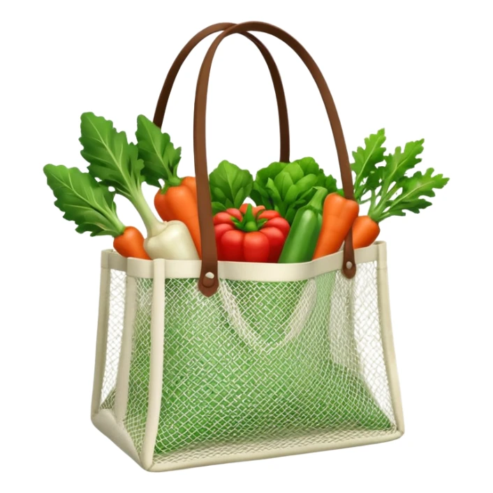 Net back with white nets that is used for shopping and putting vegetables in it, it looks like tote bag sticker