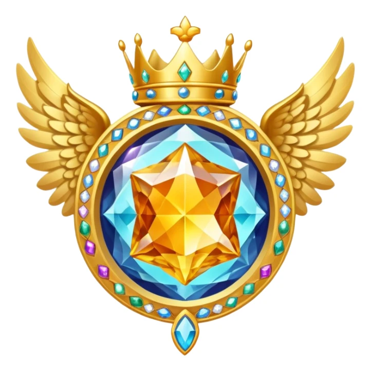 HUGE magic galactic gemstone award-in-frame-decorated-with-big-golden-angel--wings and crown sticker